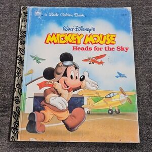 Vintage Mickey Mouse Heads for the Sky‎ Little Golden Book 1987 Disney Aviation